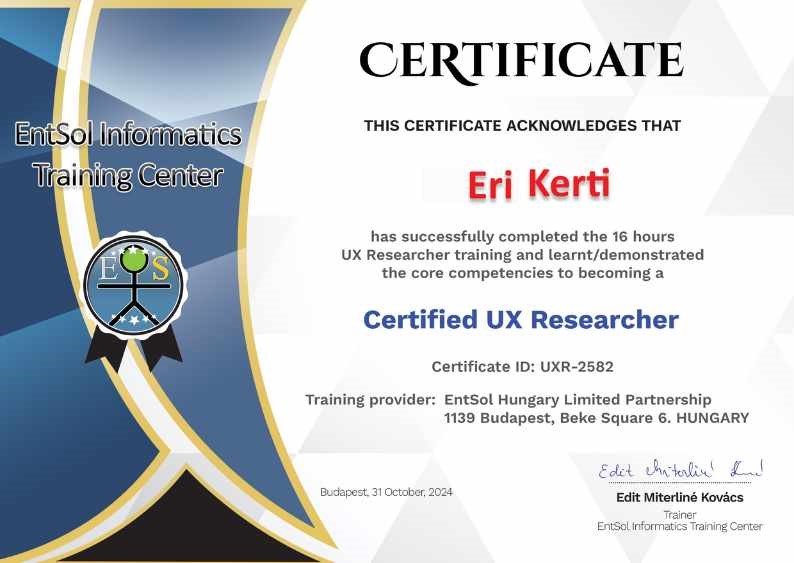 Kerti Eri Certificate UX Researcher Certificate